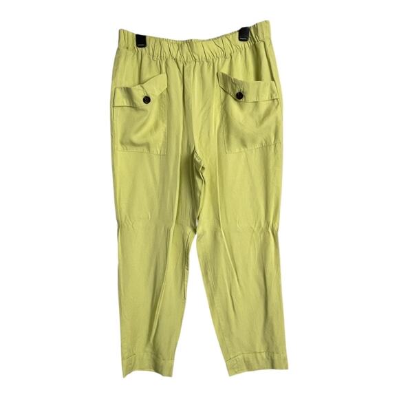 Ann Taylor Lyocell Womens Trousers Slacks Pockets 12 Yellow Green Casual - Picture 3 of 6